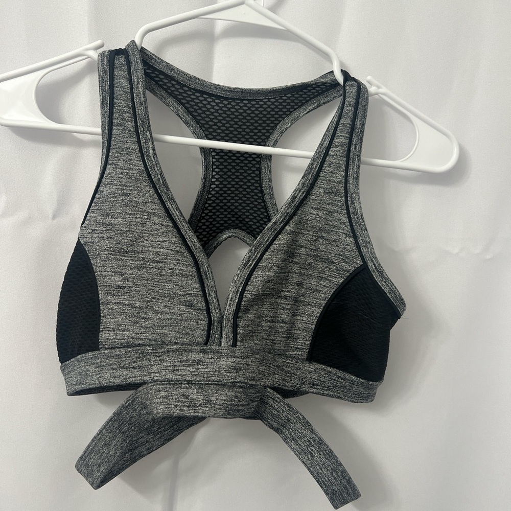 Gray and Black Women's Sports Bra